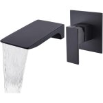 Cyslmuk - robinet mitigeur d'évier mural de salle de bains noir, robinet de cascade mural en laiton - ... Cyslmuk - robinet mitigeur d'évier mural de salle de bains noir, robinet de cascade mural en laiton - ...