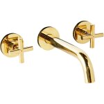 Beliani - robinet mitigeur pour lavabo mural en laiton double commande dor� kaieteur