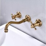 Robinet mitigeur mural pour lavabo de salle de bain 3 trous - couleur antique