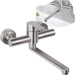 Robinet mural cuisine, mitigeur mural inoxydable, pivotant à 360° pour Évier de cuisine, eau chaude et ... Robinet mural cuisine, mitigeur mural inoxydable, pivotant à 360° pour Évier de cuisine, eau chaude et ...