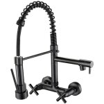 Robinet mural cuisine, mitigeur cuisine laiton pivotant eau froide et chaude robinet de cuisine - noir ...