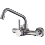 Robinet mural pour evier cuisine, mitigeur cuisine en acier inoxydable 304, robinet cuisine avec bec ...