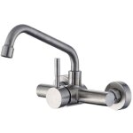 Robinet mural pour evier cuisine, mitigeur cuisine en acier inoxydable 304, robinet cuisine avec bec ...