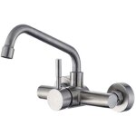 Robinet mural pour evier cuisine, mitigeur cuisine en acier inoxydable 304, robinet cuisine avec bec ...