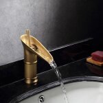 Robinet de salle de bain cascade, robinet de salle de bain couleur bronze jaune, robinet de lavabo cascade ...