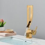 Suguword - robinet salle de bain cascade, design elégant robinet lavabo, mitigeur en laiton, eau chaude ... Suguword - robinet salle de bain cascade, design elégant robinet lavabo, mitigeur en laiton, eau chaude ...