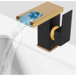 Robinet de salle de bain cascade led noir et or led lumi�re 3 couleurs lavabo, interface standard g1 ...