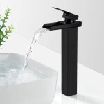 Rapanda - robinet salle bain cascade noir mat, mitigeur lavabo cascade haut, robinet lavabo avec bec ... Rapanda - robinet salle bain cascade noir mat, mitigeur lavabo cascade haut, robinet lavabo avec bec ...