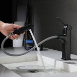 Robinet salle de bain avec douchette extractible, mitigeur lavabo avec 2 types de jet, robinet lavabo ...