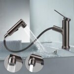 Robinet salle de bain avec douchette extractible mitigeur lavabo a 3 modalit� cartouche monocommande ...