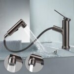 Robinet salle de bain avec douchette extractible mitigeur lavabo a 3 modalit� cartouche monocommande ...