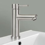 Robinet de salle de bain, robinet de lavabo, en acier inoxydable bross�, mitigeur de lavabo, haute pression, ...