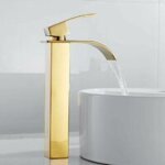 Robinet salle de bain lavabo haut cascade bec pour vasque, mitigeur eau froide et chau moderne carr� ...