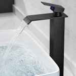Robinet salle de bain, mitigeur lavabo cascade en acier inoxydable, mitigeur en laiton, eau chaude et ...