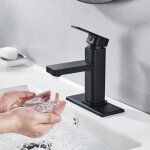 Robinet de salle de bain moderne � poign�e unique en chrome, robinet de lavabo monotrou avec couvercle ...