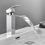 Robinet salle de bain robinet mono - trou mitigeur lavabo cascade robinetterie lave - mains avec levier ...