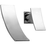 Sumerain - mitigeur de lavabo mural chrom, robinet salle bain en cascade avec deux trous