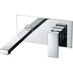 Robinet de salle de bain mural robinet de lavabo, m�langeur chaud et froid, sans fuite, laiton, chrome, ...