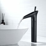 [jamais utilis] robinet de salle de bain noir, robinet cascade, mitigeur monocommande, robinet de lavabo ...