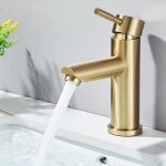 Robinet de salle de bain or bross eau froide uniquement, robinet lave main eau froide pour wc, robinet ...