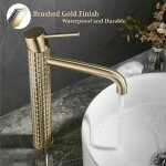 Robinet salle bain or bross� - mitigeur lavabo haut robinet lavabo dor� - robinetterie vasque � poser ...