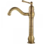 Robinet salle de bain r?�tro laiton haut, antique mitigeur lavabo vasque avec bec hauteur 220 mm, pivotant ...