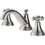 Robinet de salle de bain vintage  large bec - robinet d'vier 2 poignes 3 trous en laiton nickel bross, ...