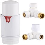 Granitan - robinet thermostatique de radiateur 3axes fermeture de l'alimentation 1 / 2' blanc