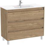 Pack unik meuble 3 tiroirs + lavabo tenet roca couleur : noyer - dimensions : 985x460x740 mm