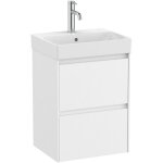 Roca - pack unik meuble bas compact avec 2 tiroirs + lavabo ona couleur : blanc mat - dimensions : 450x360x645 ...