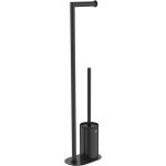 Roca - round hotels garniture de toilette sur pied avec porte - rouleau couleur : noir mat Roca - round hotels garniture de toilette sur pied avec porte - rouleau couleur : noir mat