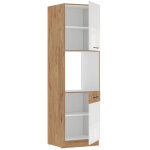 Colonne de cuisine m�lamin� ch�ne lancelot et blanc brillant ? largeur 60 cm ? hauteur 210 cm ? 2 portes ...