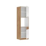 Rock - colonne - m�lamin� chene lancelot et blanc brillant - 60 cm - 2 portes