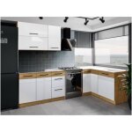 Rock - cuisine complete d'angle - m�lamin� chene lancelot et gris matera - 270 x 150 cm