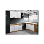 Rock - cuisine complete d'angle - mlamin chene lancelot et gris matera - 270 x 150 cm - plan de travail ...