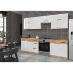 Rock - cuisine complete - m�lamin� chene lancelot et blanc brillant - 260 cm