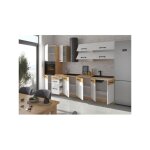 Sans marque - rock - cuisine complete - mlamin chene lancelot et blanc brillant - 300 cm - plan de ...