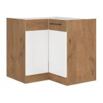 Rock - meuble bas d'angle - mélaminé chene lancelot et blanc brillant - 89 x 89 cm Rock - meuble bas d'angle - mélaminé chene lancelot et blanc brillant - 89 x 89 cm