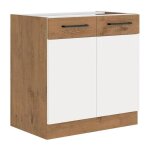 Rock - meuble bas - mélaminé decor chene lancelot et blanc - 80 cm - 2 portes battantes Rock - meuble bas - mélaminé decor chene lancelot et blanc - 80 cm - 2 portes battantes