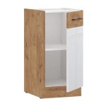 Rock - meuble haut - mélaminé chene lancelot et blanc brillant - 40 cm - 1 porte battante Rock - meuble haut - mélaminé chene lancelot et blanc brillant - 40 cm - 1 porte battante