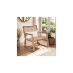 M&s - rocking chair 66x79x79 cm en cannage et teck massif - bali