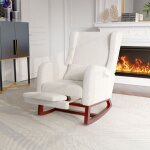 Rocking chair confortable en sherpa, fauteuil � bascule - fauteuil confortable avec poches lat�rales, ...