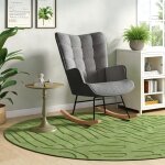 Rocking chair confortable en tissu, avec accoudoirs et dossier capitonn�, pieds en bois massif, fauteuil ...