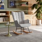 Rocking chair, fauteuil � bascule, fauteuil allaitement, chaise a bascule en polaire teddy, pieds en ...