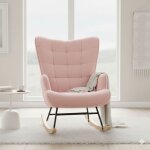Rocking chair, fauteuil  bascule confortable en tissu, avec accoudoirs et dossier capitonn, pieds en ...