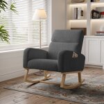 Rocking chair, fauteuil � bascule confortable en tissu - fauteuil confortable avec poches lat�rales, ...