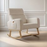 Rocking chair, fauteuil � bascule confortable en tissu - fauteuil confortable avec poches lat�rales, ...