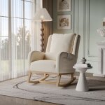 Rocking chair, fauteuil à bascule confortable en tissu - fauteuil confortable avec poches latérales, ... Rocking chair, fauteuil à bascule confortable en tissu - fauteuil confortable avec poches latérales, ...