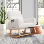 Rocking chair, fauteuil  bascule confortable en tissu - fauteuil confortable avec poches latrales, ...