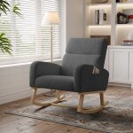 Rocking chair, fauteuil  bascule confortable en tissu - fauteuil confortable avec poches latrales, ...